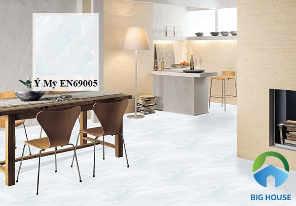 Phòng bếp ứng dụng mẫu gạch lát nền giả đá Ý Mỹ 60x60 mã EN69005