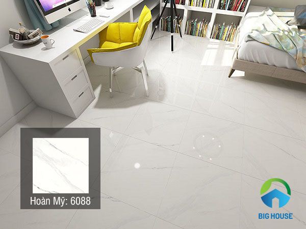 gạch lát nền màu trắng vân đá