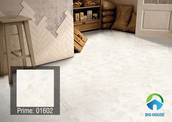 gạch lát nền màu trắng vân mây prime